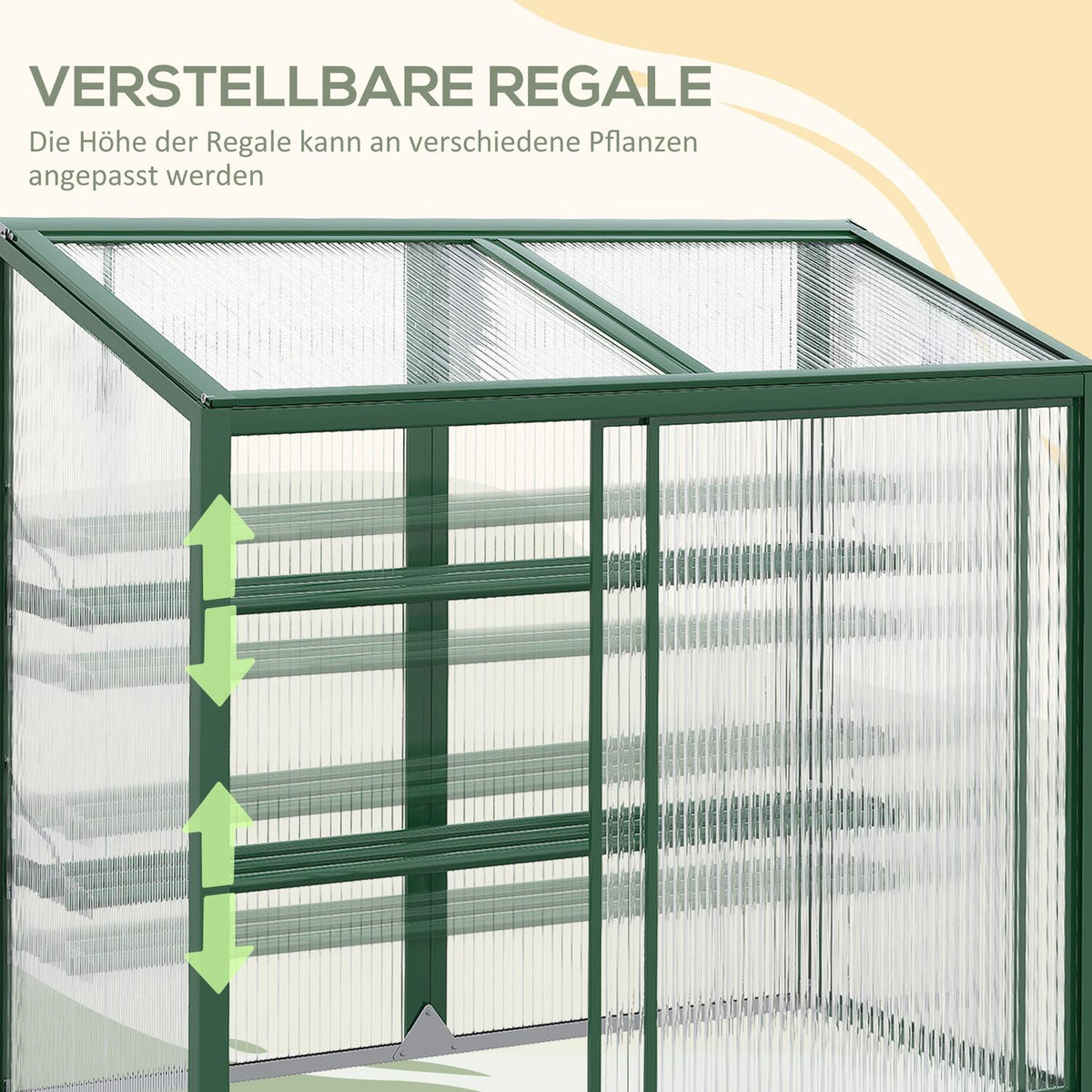 Raised bed, greenhouse with sliding door, shelves, cold frame, plant bed with opening roof, aluminum + polycarbonate, 110 x 60 x 98.5 cm