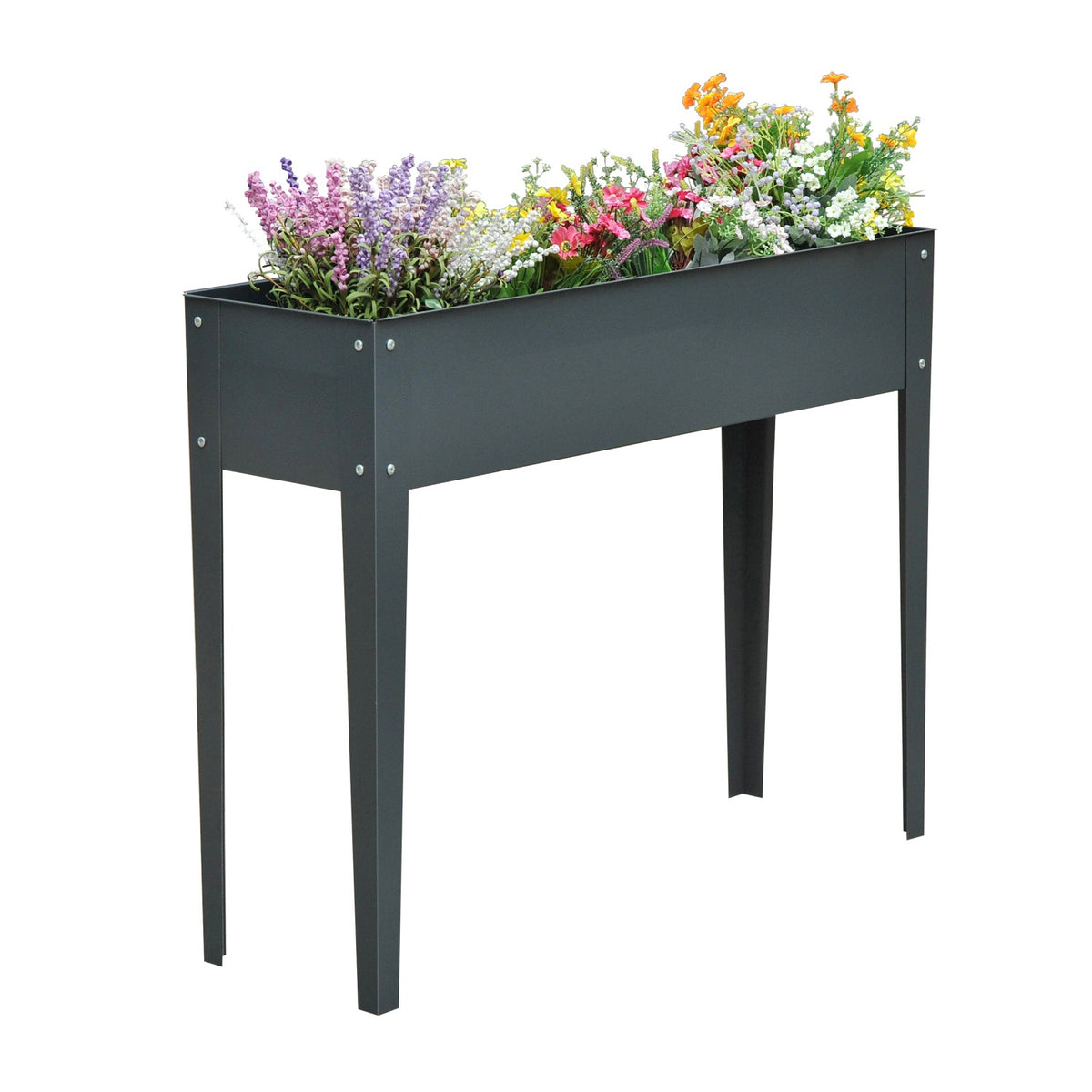 Raised bed herb bed plant box with feet and 3 drainage holes 100 x 30 x 80 cm made of metal for garden and balcony