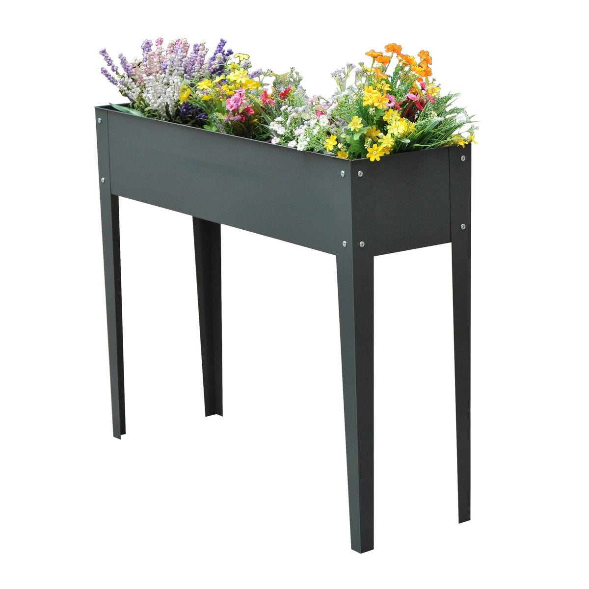 Raised bed herb bed plant box with feet and 3 drainage holes 100 x 30 x 80 cm made of metal for garden and balcony