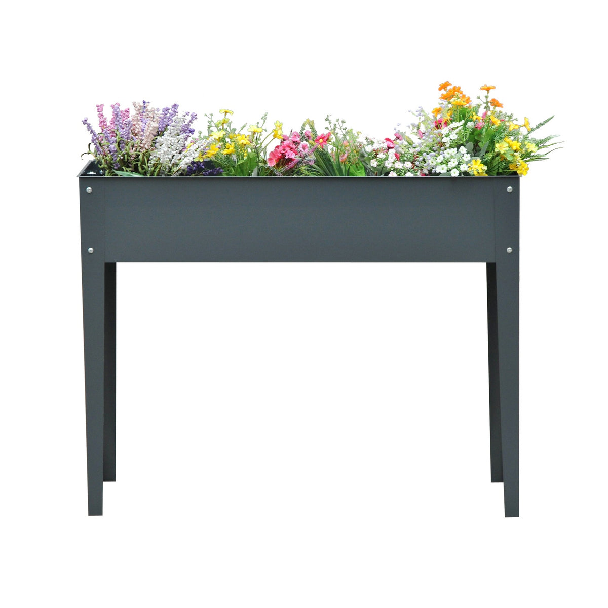 Raised bed herb bed plant box with feet and 3 drainage holes 100 x 30 x 80 cm made of metal for garden and balcony