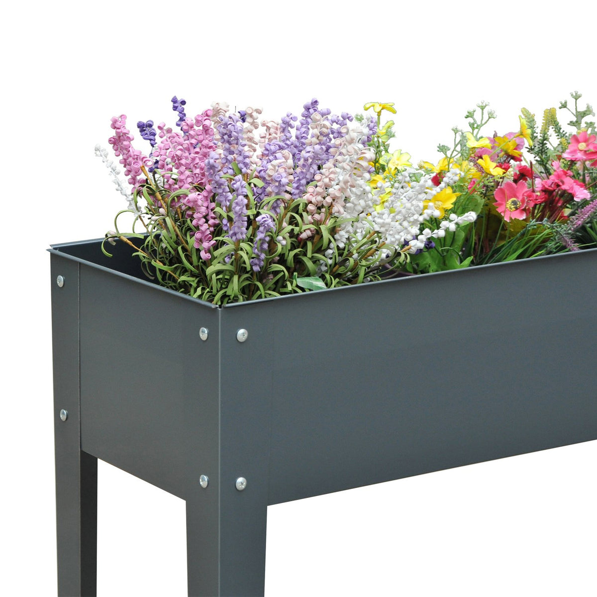 Raised bed herb bed plant box with feet and 3 drainage holes 100 x 30 x 80 cm made of metal for garden and balcony