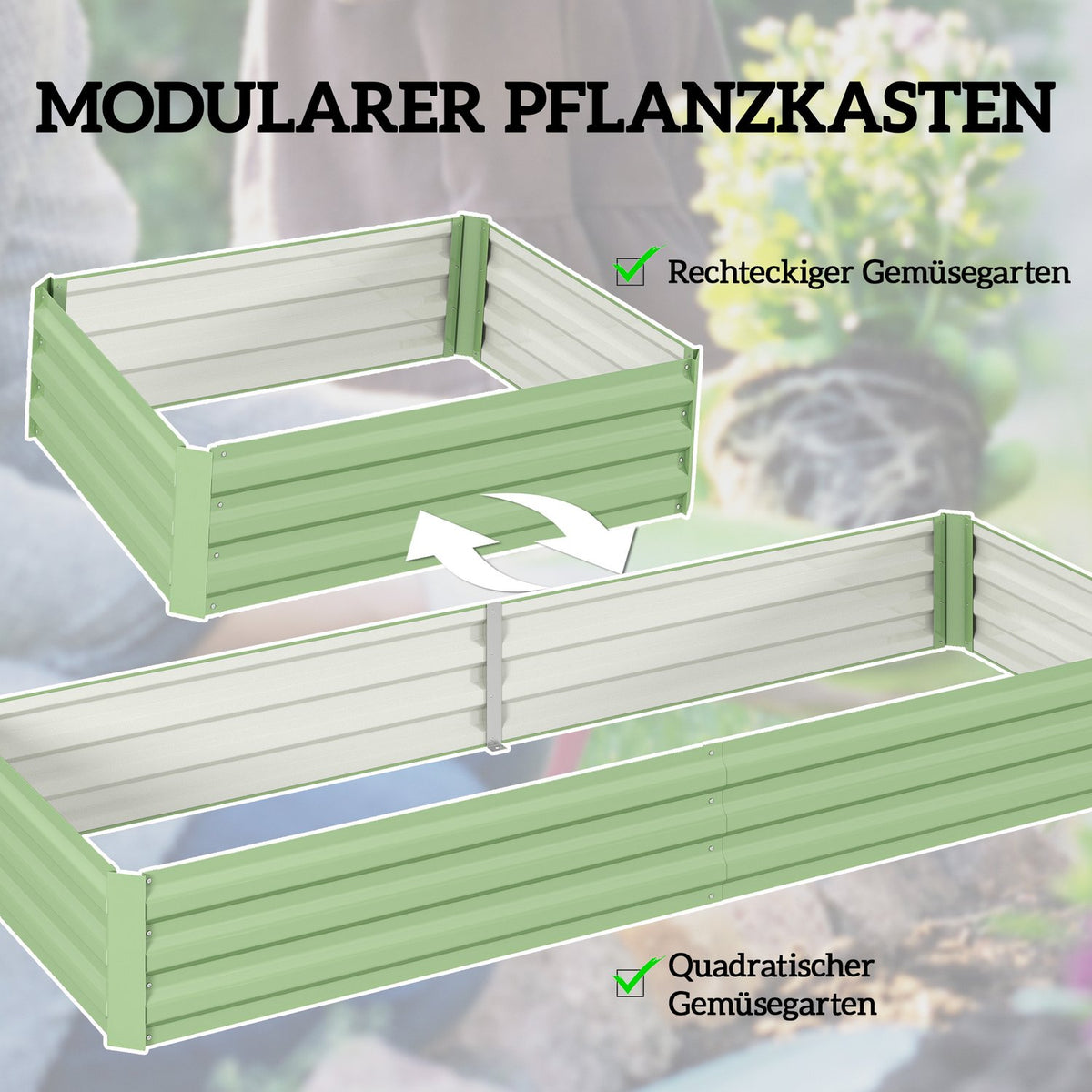 Raised bed made of steel, 241 x 90.5 x 30 cm plant box, plant pot, flower box, garden bed, herb bed, vegetable bed for balcony, terrace, green |
