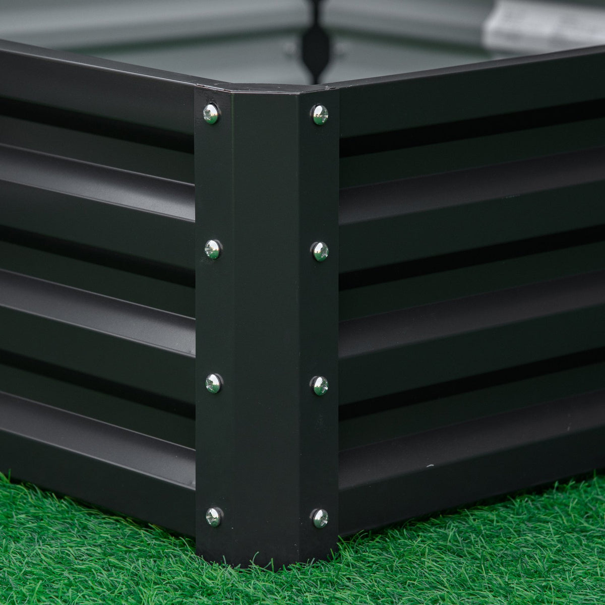 Raised bed made of steel flower box 120x120x30cm for garden terrace balcony grey, plant box vegetable bed
