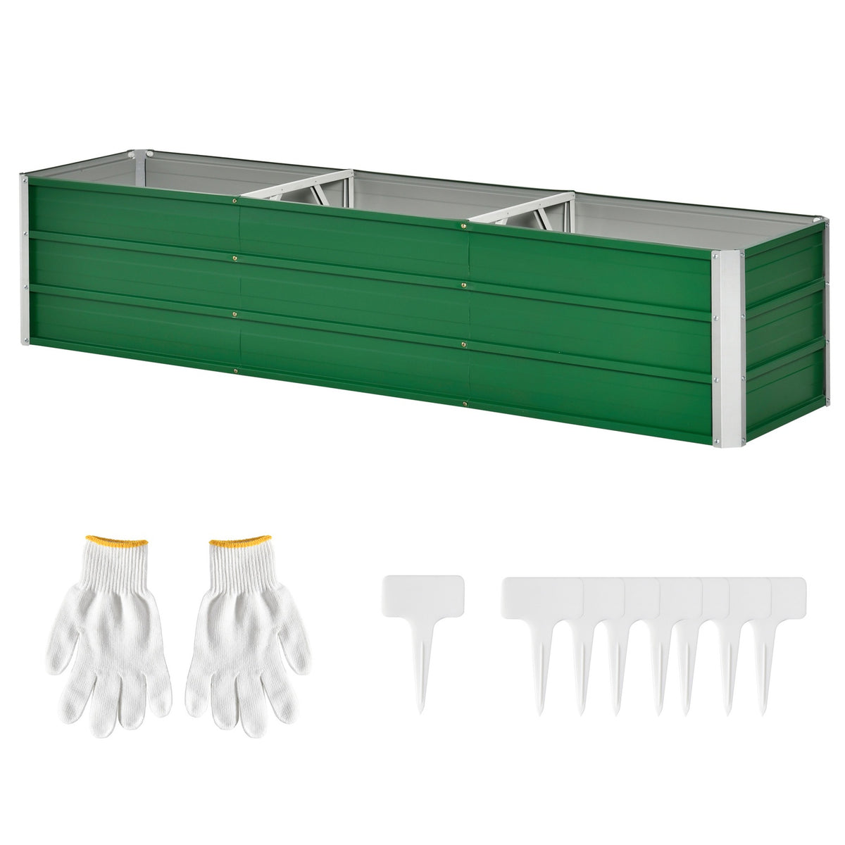 Raised bed made of steel garden bed planter flower box 183 x 47 x 40 cm with gloves in green for vegetables & flowers