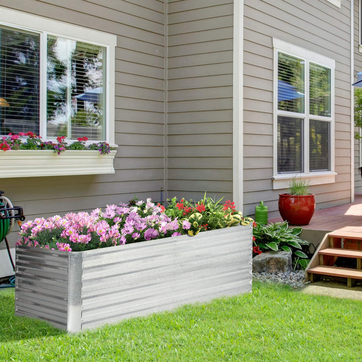 Raised bed made of steel, plant bed, cold frame, garden bed, flower box, pluggable, plant box, plant pot, 180 x 90 x 60 cm for garden, balcony, terrace, vegetable bed for flowers, plants, fruit