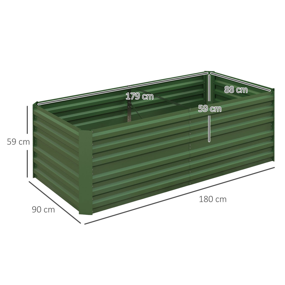 Raised bed made of steel, plant bed, cold frame, garden bed, flower box, pluggable, plant box, plant pot, 180 x 90 x 60 cm for garden, balcony, terrace, vegetable bed for flowers, plants, fruit