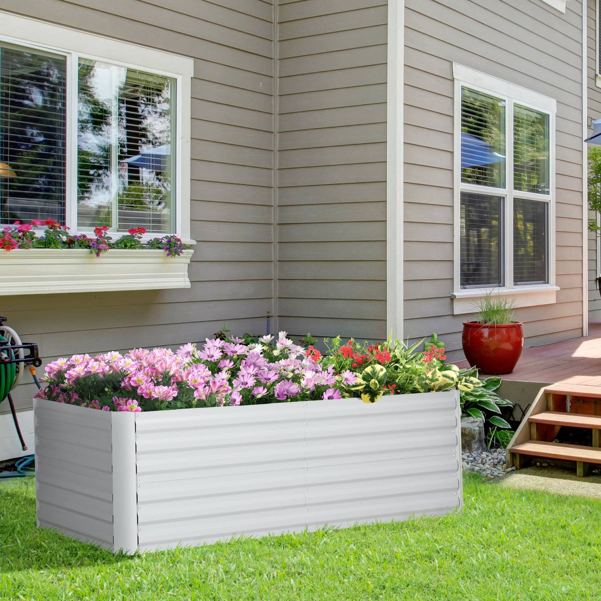 Raised bed made of steel, plant bed, cold frame, garden bed, flower box, pluggable, plant box, plant pot, 180 x 90 x 60 cm for garden, balcony, terrace, vegetable bed for flowers, plants, fruit