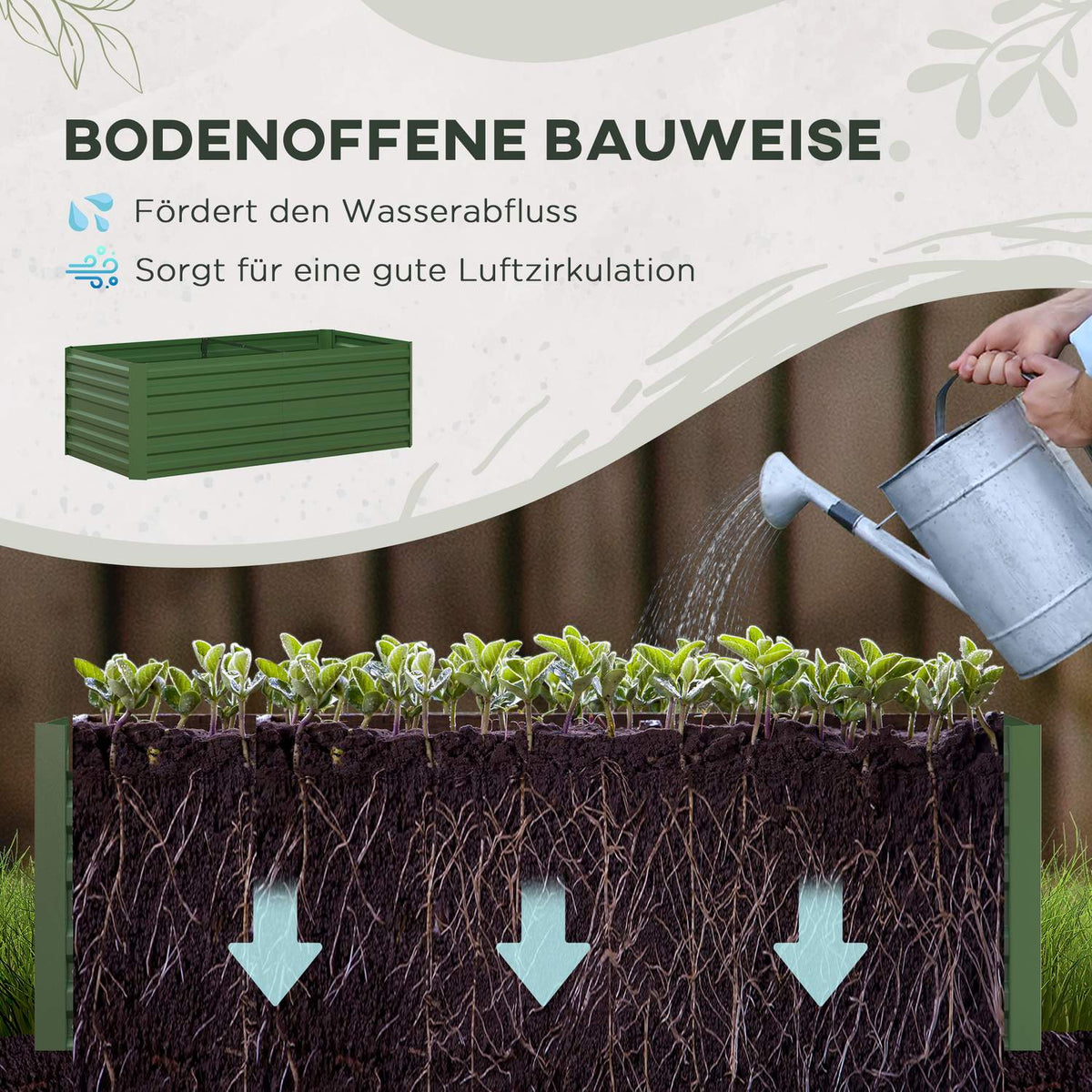 Raised bed made of steel, plant bed, cold frame, garden bed, flower box, pluggable, plant box, plant pot, 180 x 90 x 60 cm for garden, balcony, terrace, vegetable bed for flowers, plants, fruit