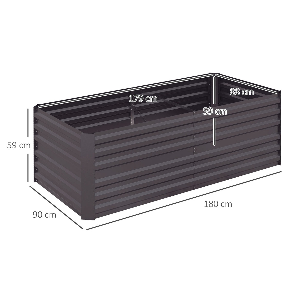 Raised bed made of steel, plant bed, cold frame, garden bed, flower box, pluggable, plant box, plant pot, vegetable bed, 180 x 90 x 60 cm for garden, balcony, terrace, garden trellis for flowers, plants, fruit