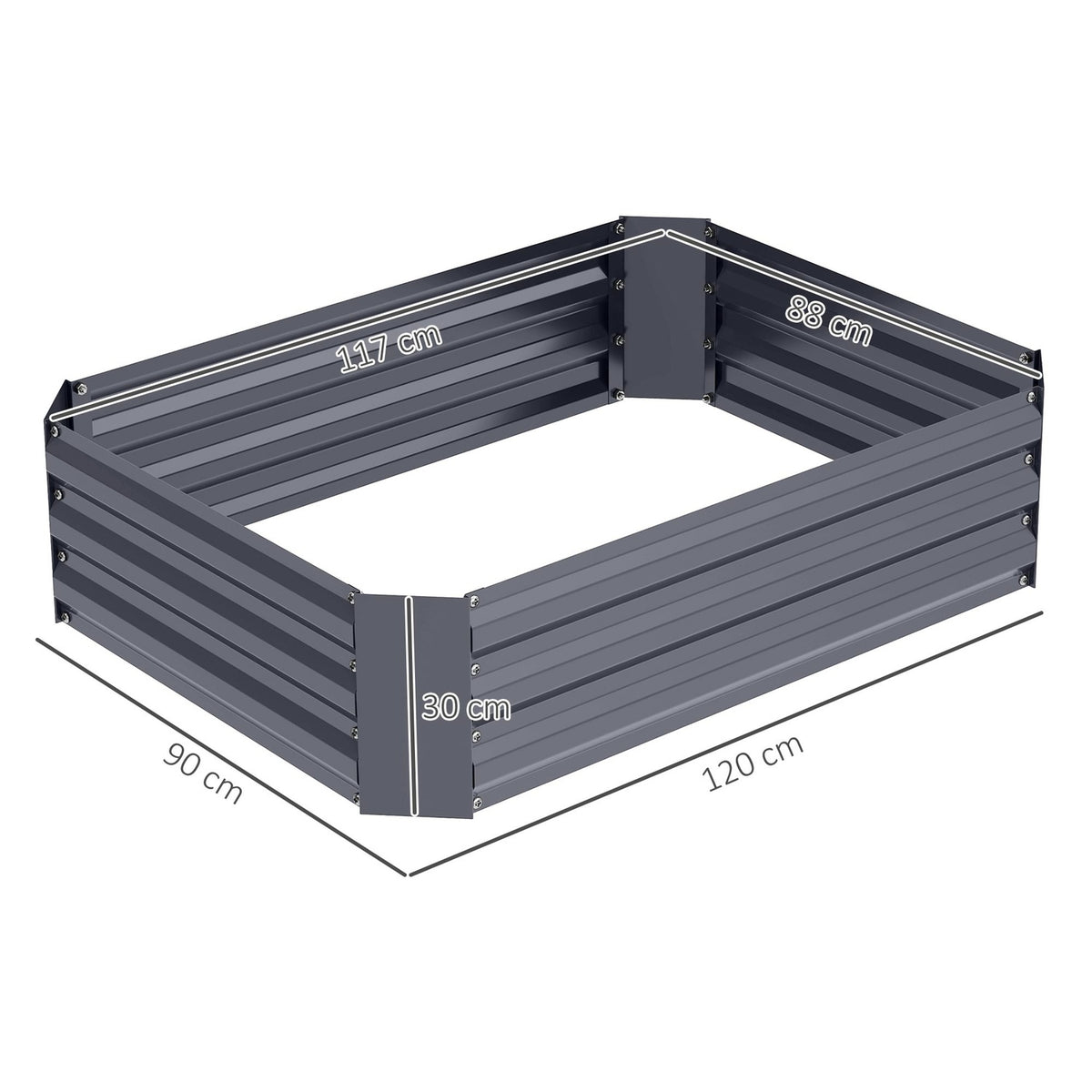 Raised bed made of steel, plant bed, cold frame, garden bed, flower box, stackable, plant box, vegetable bed, 120 x 90 x 30 cm for garden, balcony, plant pot for flowers, plants, vegetables