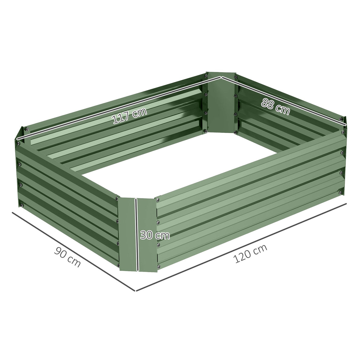 Raised bed made of steel, plant bed, cold frame, garden bed, flower box, stackable, plant box, vegetable bed, 120 x 90 x 30 cm for garden, balcony, plant pot for flowers, plants, vegetables