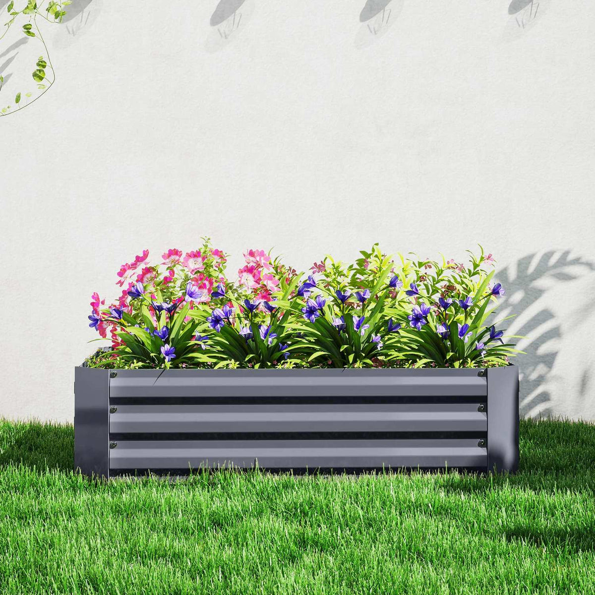 Raised bed made of steel, plant bed, cold frame, garden bed, flower box, stackable, plant box, vegetable bed, 120 x 90 x 30 cm for garden, balcony, plant pot for flowers, plants, vegetables
