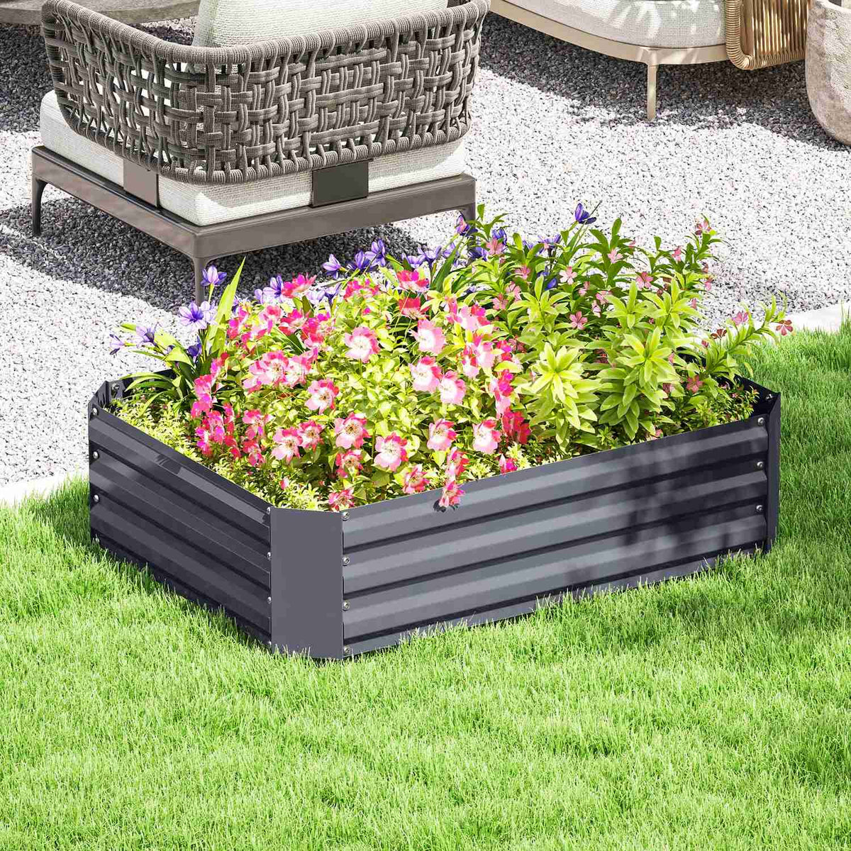 Raised bed made of steel, plant bed, cold frame, garden bed, flower box, stackable, plant box, vegetable bed, 120 x 90 x 30 cm for garden, balcony, plant pot for flowers, plants, vegetables