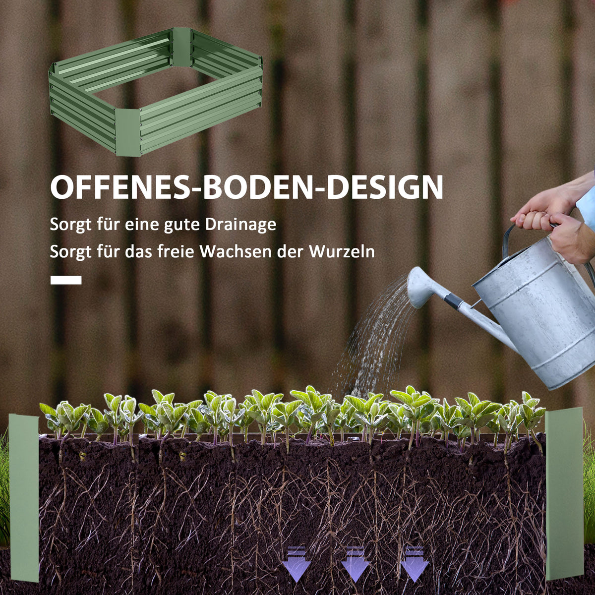 Raised bed made of steel, plant bed, cold frame, garden bed, flower box, stackable, plant box, vegetable bed, 120 x 90 x 30 cm for garden, balcony, plant pot for flowers, plants, vegetables