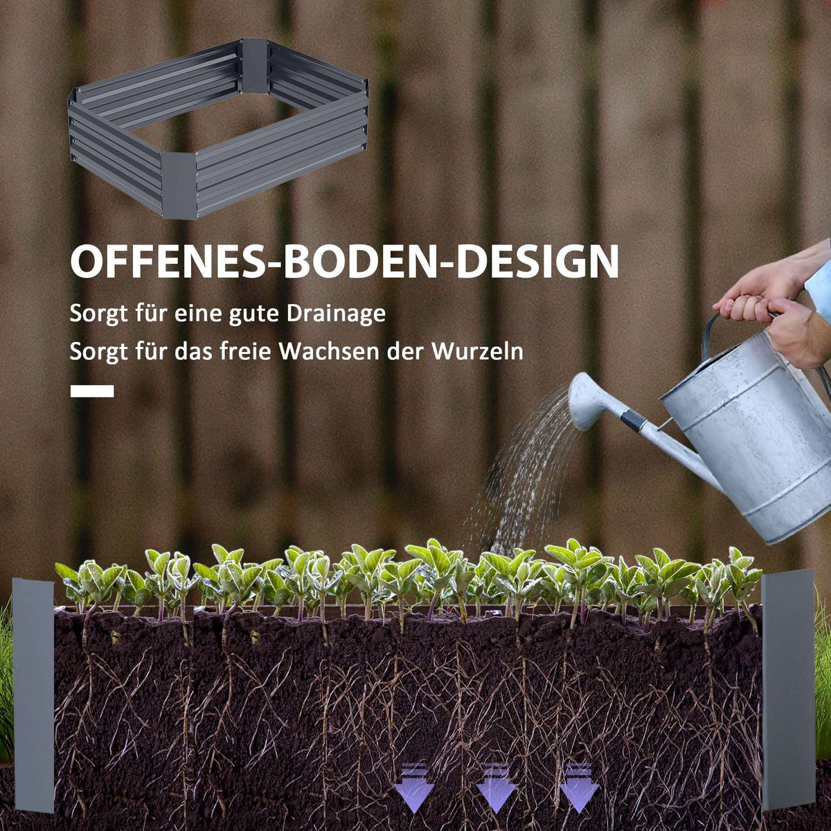 Raised bed made of steel, plant bed, cold frame, garden bed, flower box, stackable, plant box, vegetable bed, 120 x 90 x 30 cm for garden, balcony, plant pot for flowers, plants, vegetables
