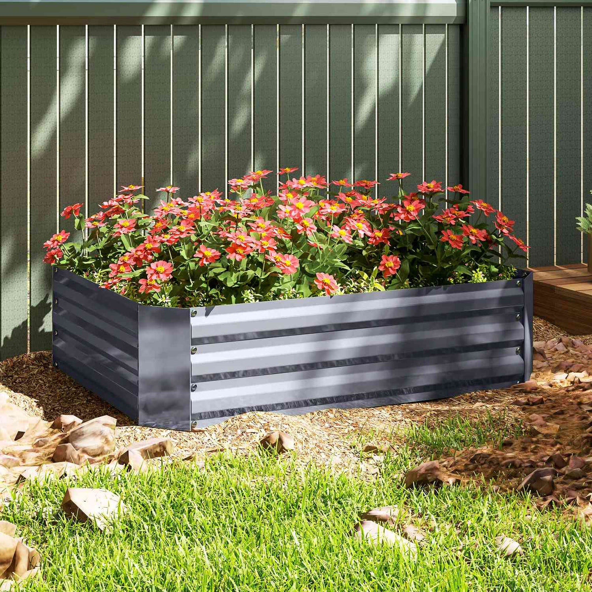 Raised bed made of steel, plant bed, cold frame, garden bed, flower box, stackable, plant box, vegetable bed, 120 x 90 x 30 cm for garden, balcony, plant pot for flowers, plants, vegetables