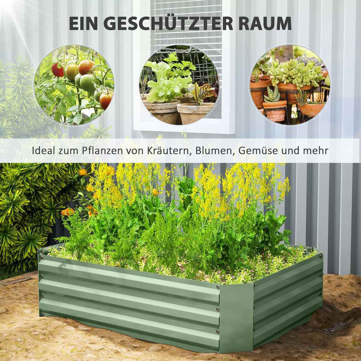 Raised bed made of steel, plant bed, cold frame, garden bed, flower box, stackable, plant box, vegetable bed, 120 x 90 x 30 cm for garden, balcony, plant pot for flowers, plants, vegetables