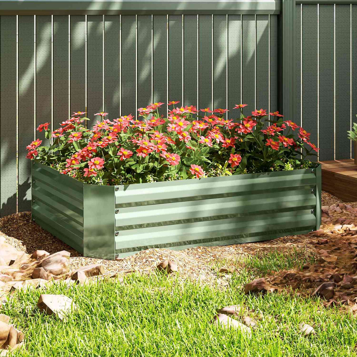 Raised bed made of steel, plant bed, cold frame, garden bed, flower box, stackable, plant box, vegetable bed, 120 x 90 x 30 cm for garden, balcony, plant pot for flowers, plants, vegetables