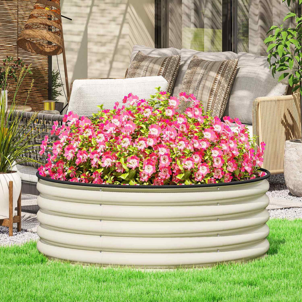 Raised bed made of steel, plant bed, cold frame, garden bed, stackable, flower box, plug-in plant box, 120 x 120 x 43 cm, vegetable bed for garden, balcony, terrace, plant pot for flowers, plants
