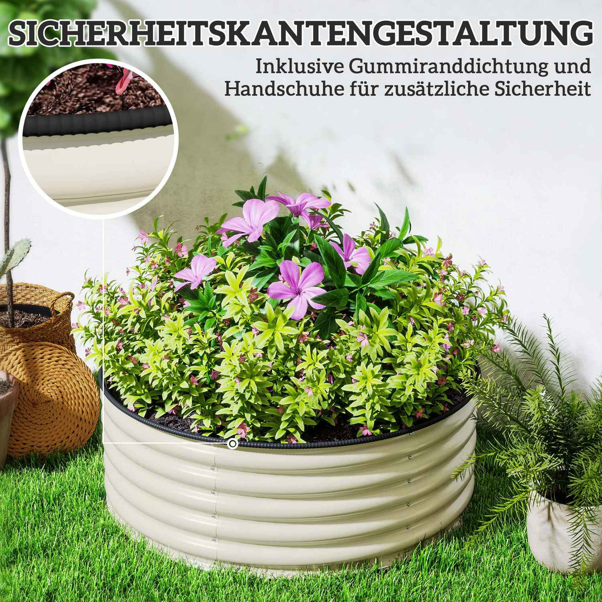 Raised bed made of steel, plant bed, cold frame, garden bed, stackable, flower box, plug-in plant box, 120 x 120 x 43 cm, vegetable bed for garden, balcony, terrace, plant pot for flowers, plants