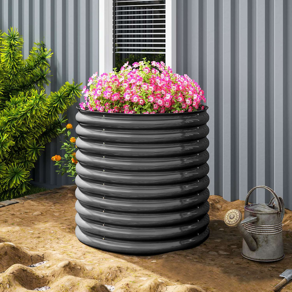 Raised bed made of steel, plant bed, cold frame, garden bed, stackable, flower box, plug-in plant box, 160 x 80 x 80 cm, vegetable bed for garden, balcony, terrace, plant pot for flowers, plants