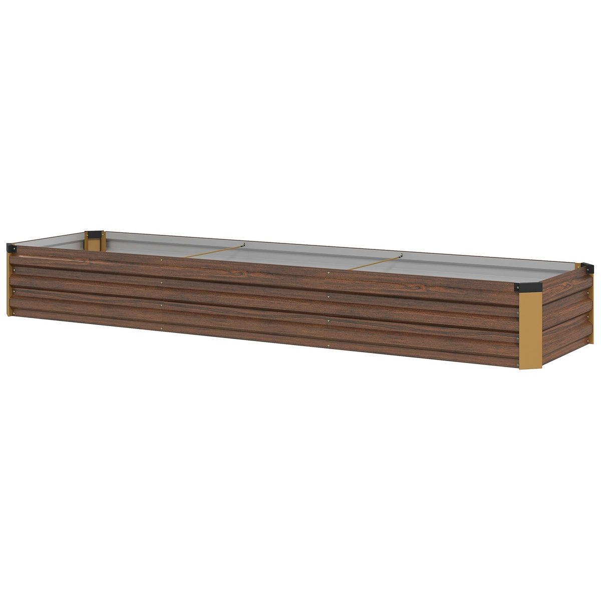 Raised bed made of steel, plant box with open bottom, flower box in wood look, vegetable bed & herb bed for balcony & garden, dark brown |