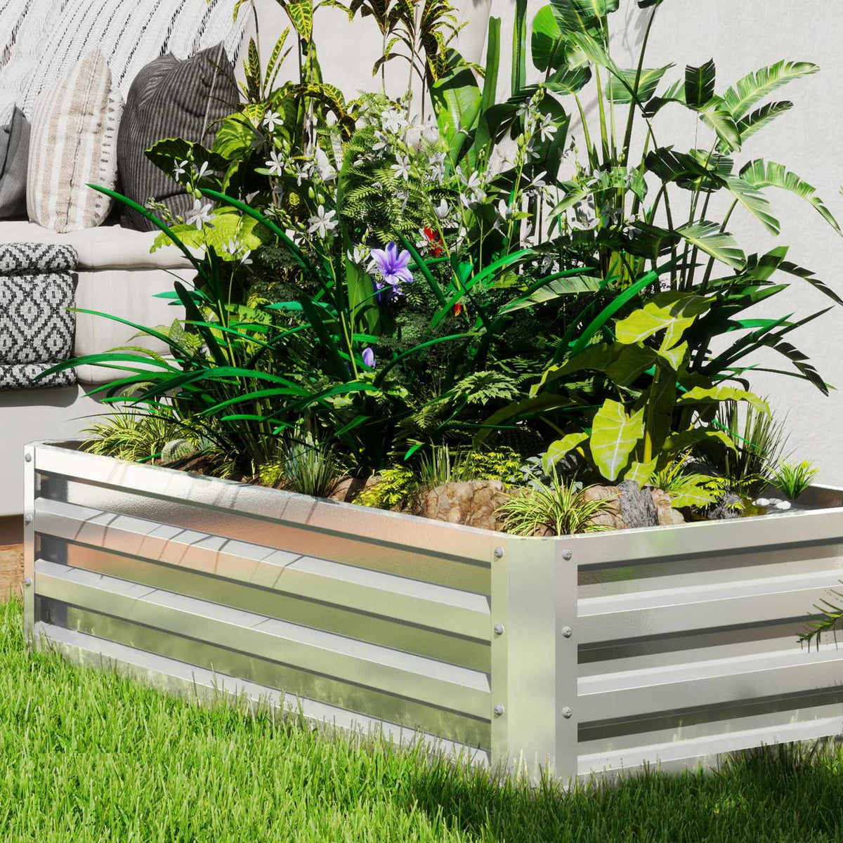 Raised bed made of steel, weather-resistant plant bed, cold frame, garden bed, flower box, rust-proof, plant box, plant pot, 120 x 60 x 30.5 cm for garden, balcony, vegetable bed for flowers, plants, vegetables