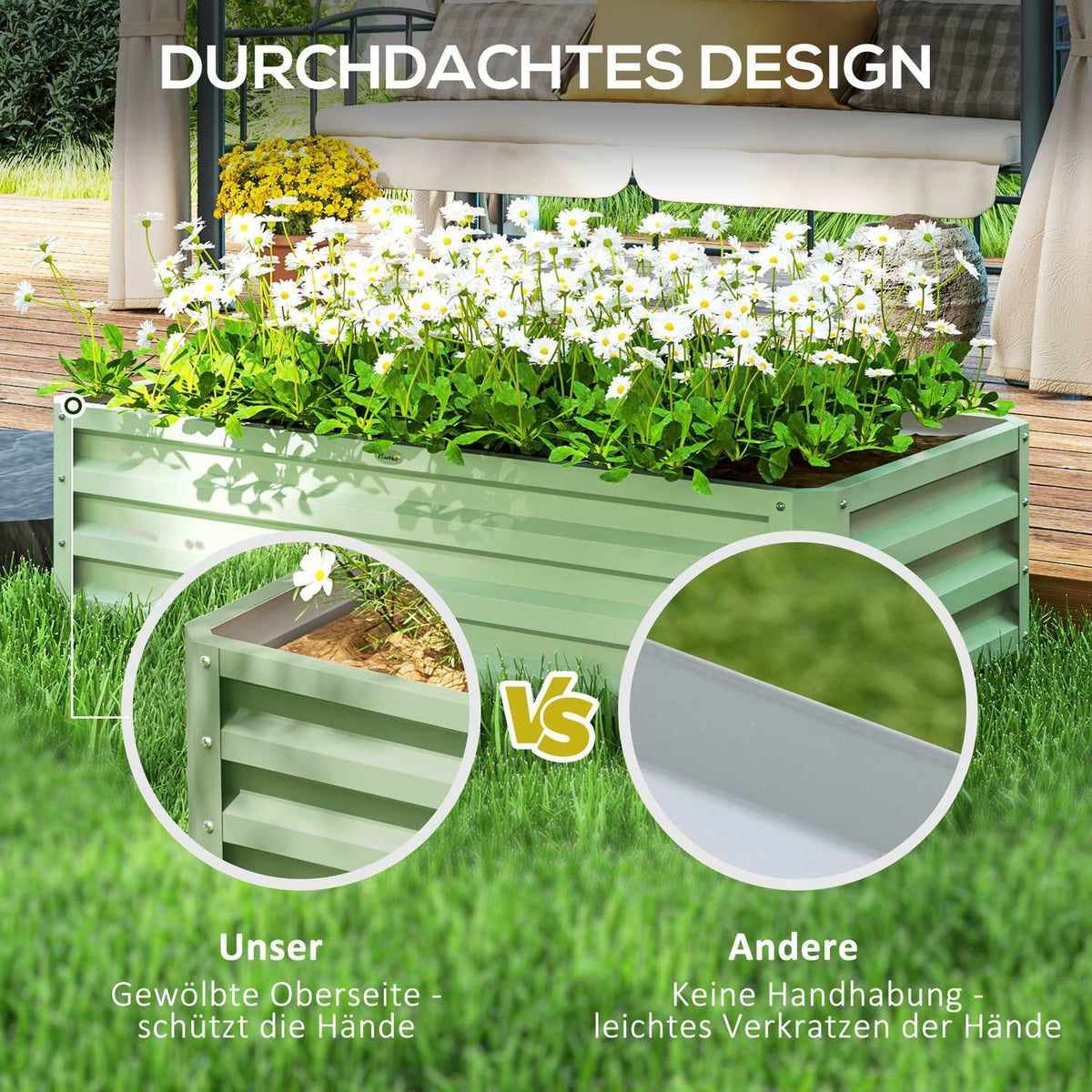 Raised bed made of steel, weather-resistant plant bed, cold frame, garden bed, flower box, rust-proof, plant box, plant pot, 120 x 60 x 30.5 cm for garden, balcony, vegetable bed for flowers, plants, vegetables