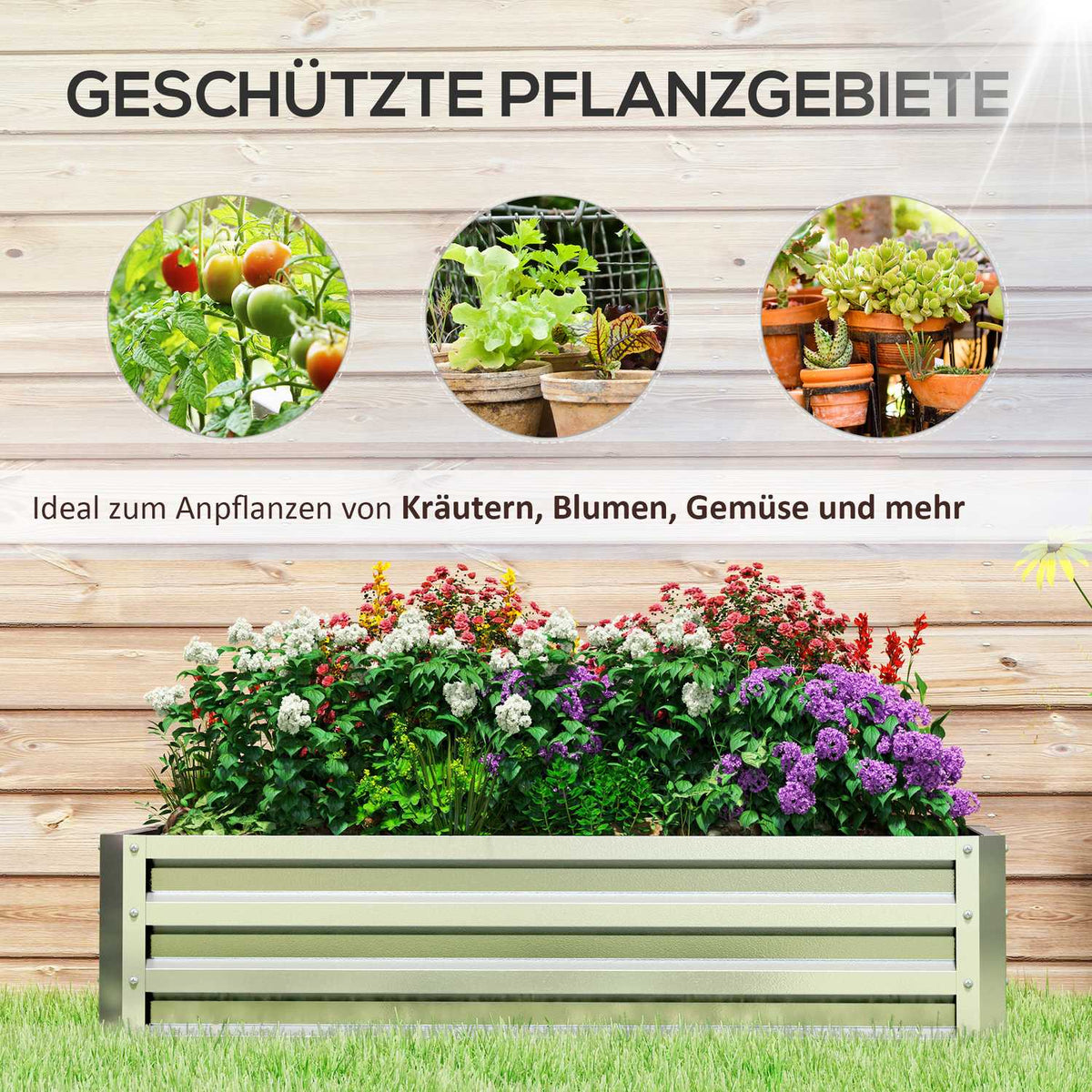 Raised bed made of steel, weather-resistant plant bed, cold frame, garden bed, flower box, rust-proof, plant box, plant pot, 120 x 60 x 30.5 cm for garden, balcony, vegetable bed for flowers, plants, vegetables