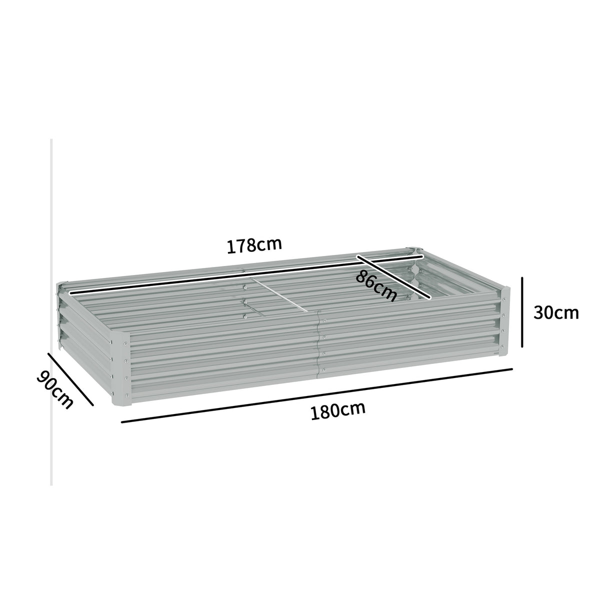 Raised bed made of steel, weather-resistant plant bed with anti-cutting edge, cold frame, garden bed, rust-proof plant box, plant pot, 180 x 90 x 30 cm for garden, balcony, vegetable bed for flowers, vegetables