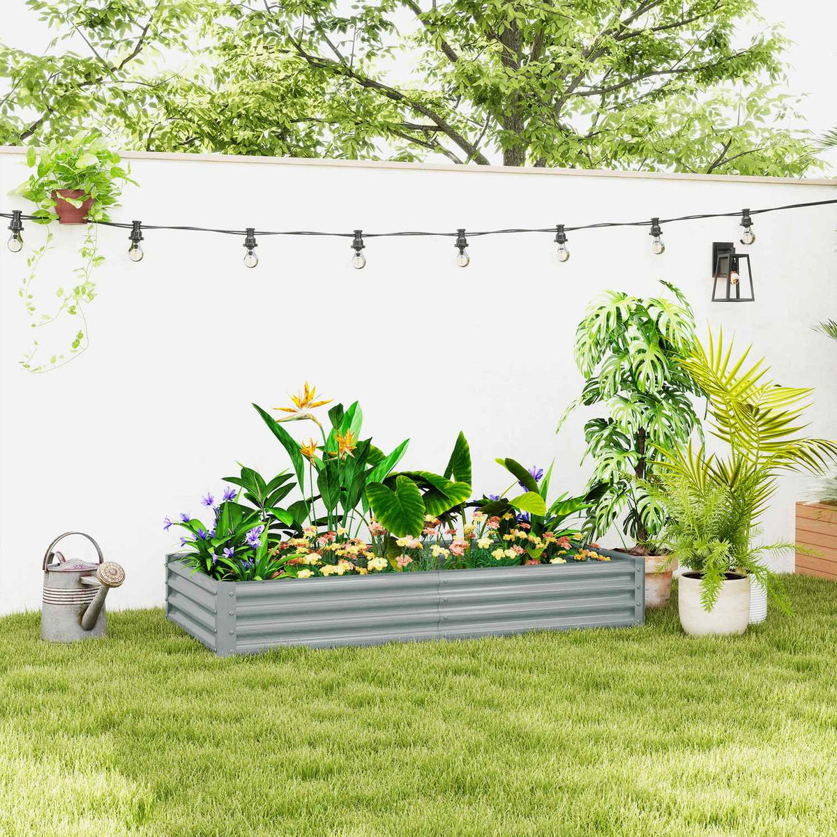Raised bed made of steel, weather-resistant plant bed with anti-cutting edge, cold frame, garden bed, rust-proof plant box, plant pot, 180 x 90 x 30 cm for garden, balcony, vegetable bed for flowers, vegetables