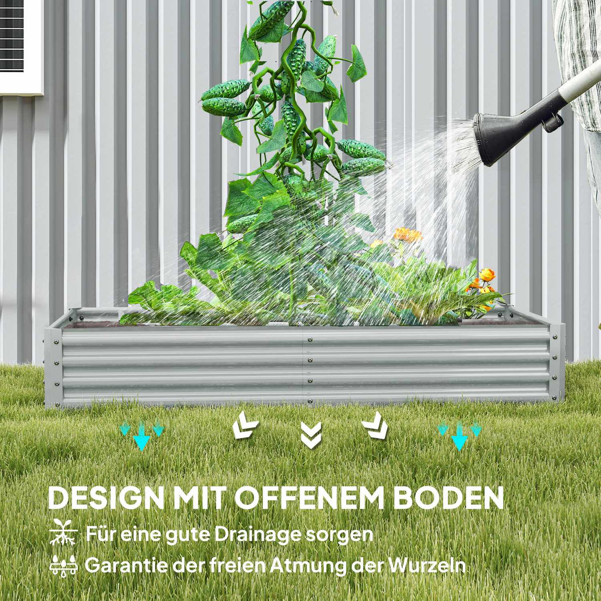 Raised bed made of steel, weather-resistant plant bed with anti-cutting edge, cold frame, garden bed, rust-proof plant box, plant pot, 180 x 90 x 30 cm for garden, balcony, vegetable bed for flowers, vegetables