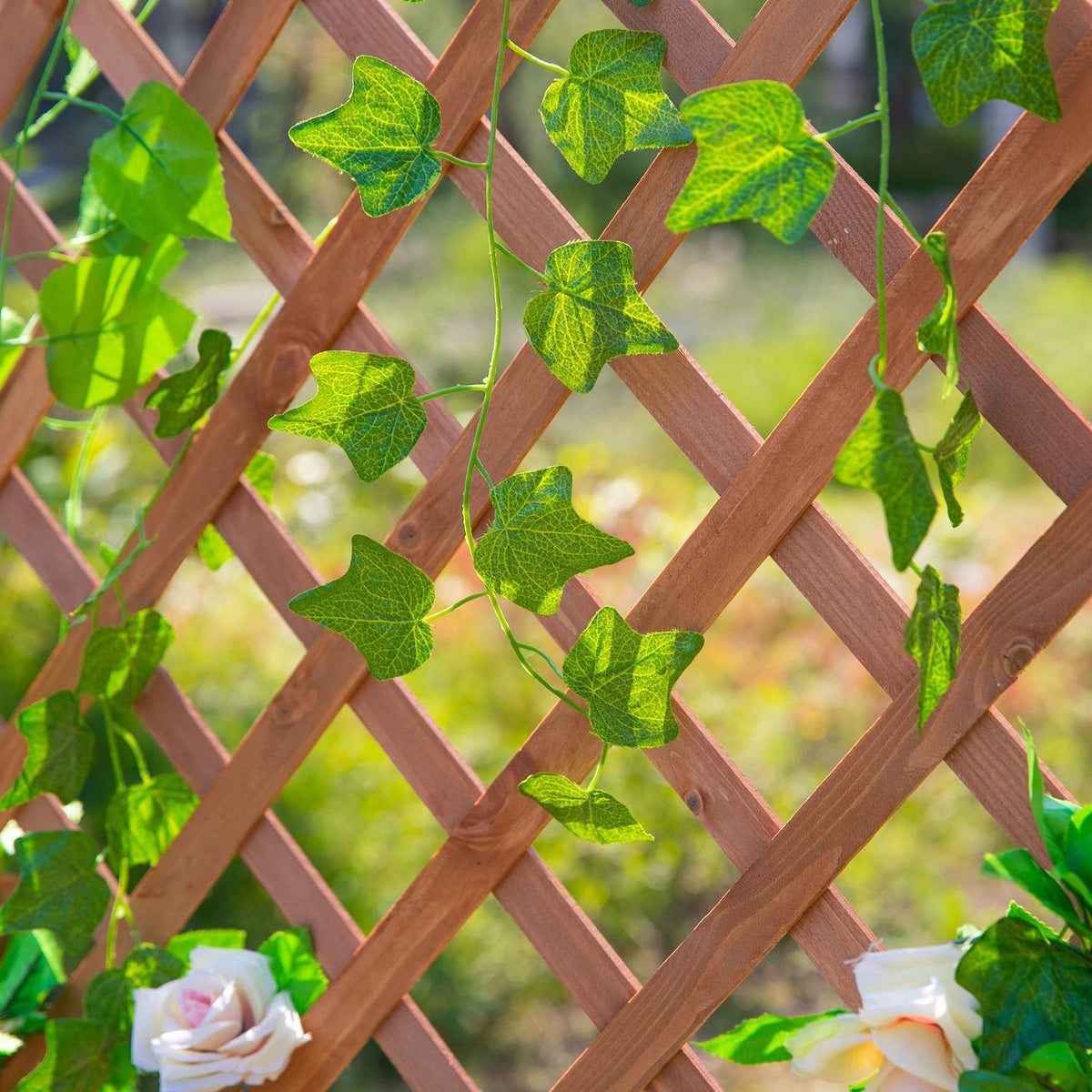 Raised bed, plant box with trellis, flower box, rose arch with trellis for climbing plants, wood, natural, 72.5x31.5x149.5cm