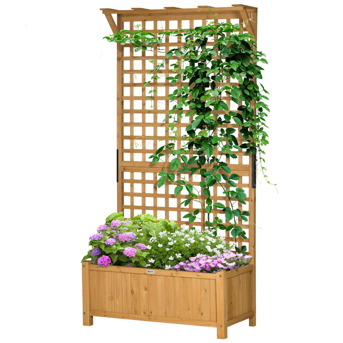 Raised bed plant box with trellis, trellis plant pot, flower box, wood, garden trellis 90 x 45 x 183 cm for garden, balcony, terrace, flower pot for climbing plants, basket plants, flowers