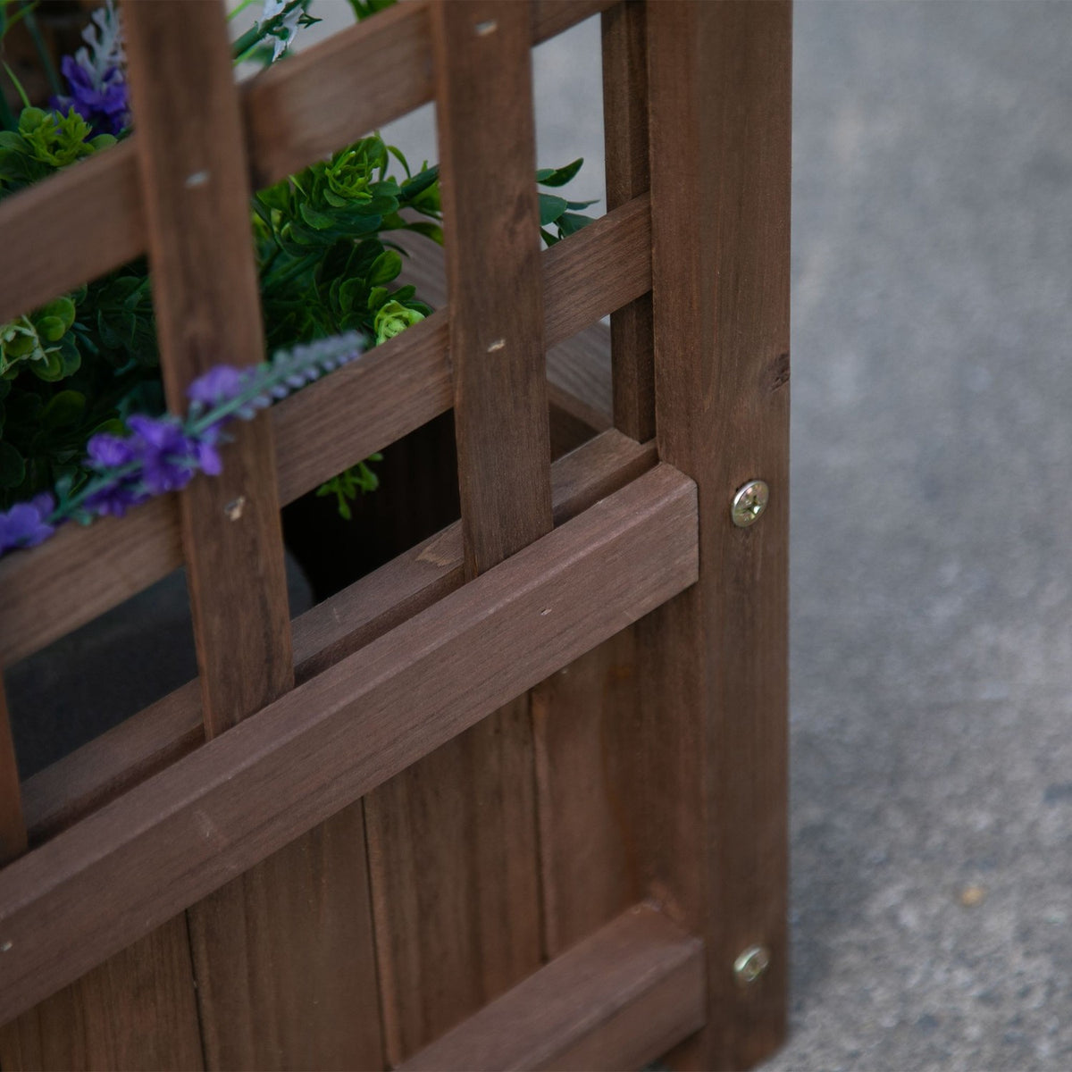 Raised bed planter box with trellis for climbing plants made of wood 64x28x120cm ideal for garden & balcony