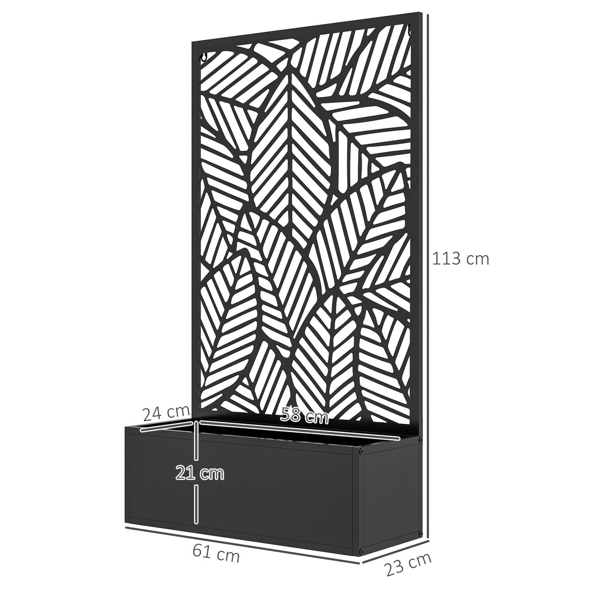 Raised bed planter, wall-mounted planter, metal flower box, garden trellis 61 x 23 x 113cm for garden, balcony, terrace, flower pot for climbing plants, flowers