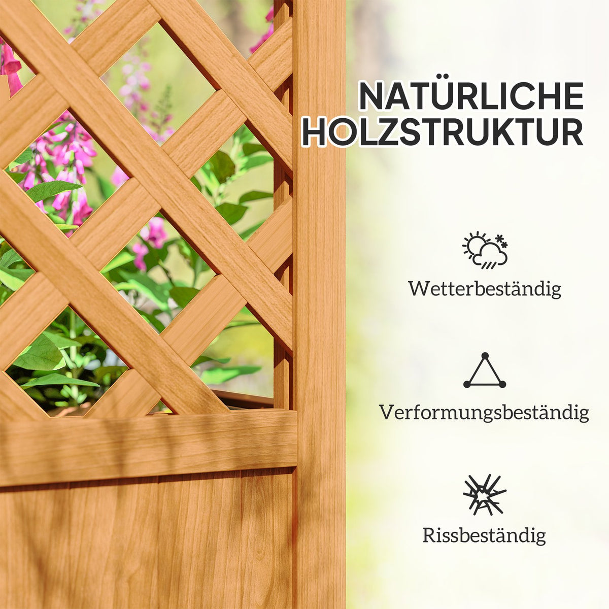 Raised bed planter with trellis, curved roof trellis planter made of wood, garden trellis 83x36x145cm for garden balcony terrace, flower pot for climbing plants, basket plants, flowers