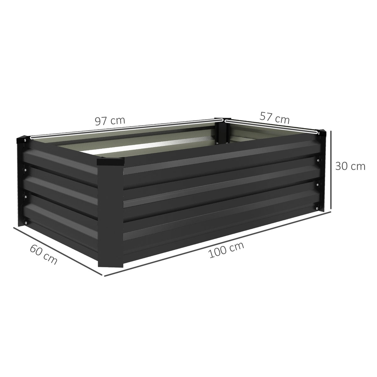 Raised bed set of 2, plant box, flower box, rustproof plant pot, flower pot for terrace, balcony, galvanized steel, dark gray, 100 x 60 x 30 cm |