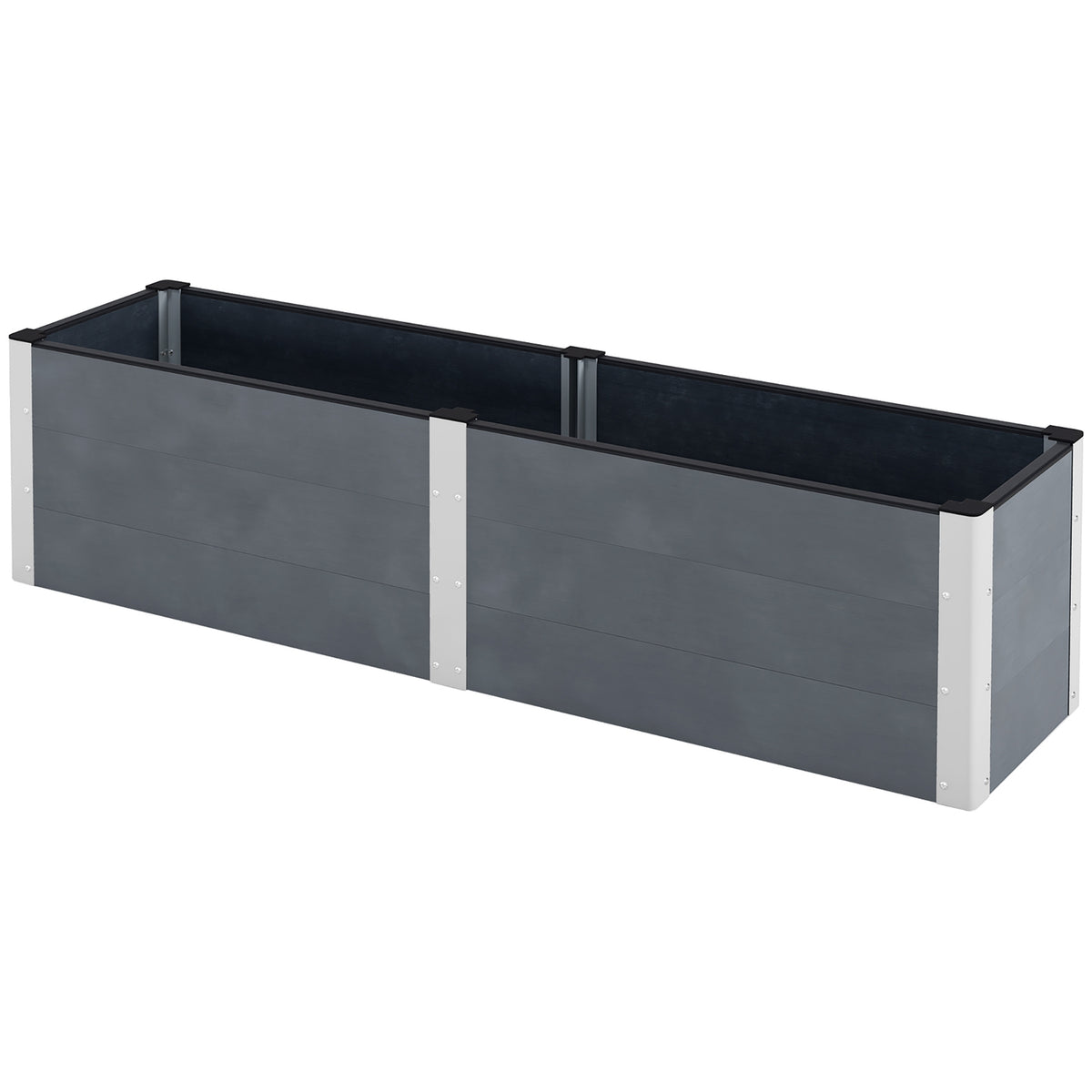 Raised bed with open bottom, gray flower & plant box, vegetable & herb bed 200x50x56cm for garden & balcony