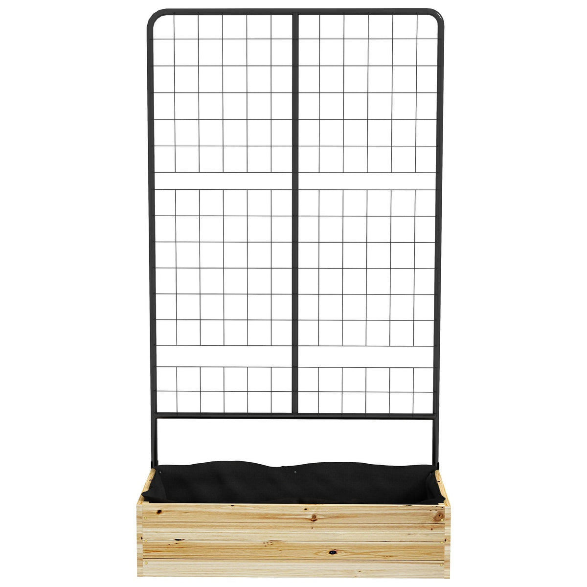 Raised bed with trellis, wooden planter box, herb bed, flower box for garden, balcony, natural wood, 80 x 38 x 145 cm