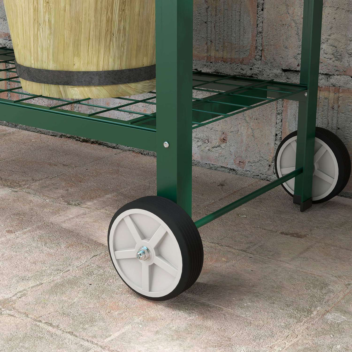 Raised bed with wheels, shelf, herb bed, plant bed, metal for garden, balcony, green, 109 x 44 x 80 cm