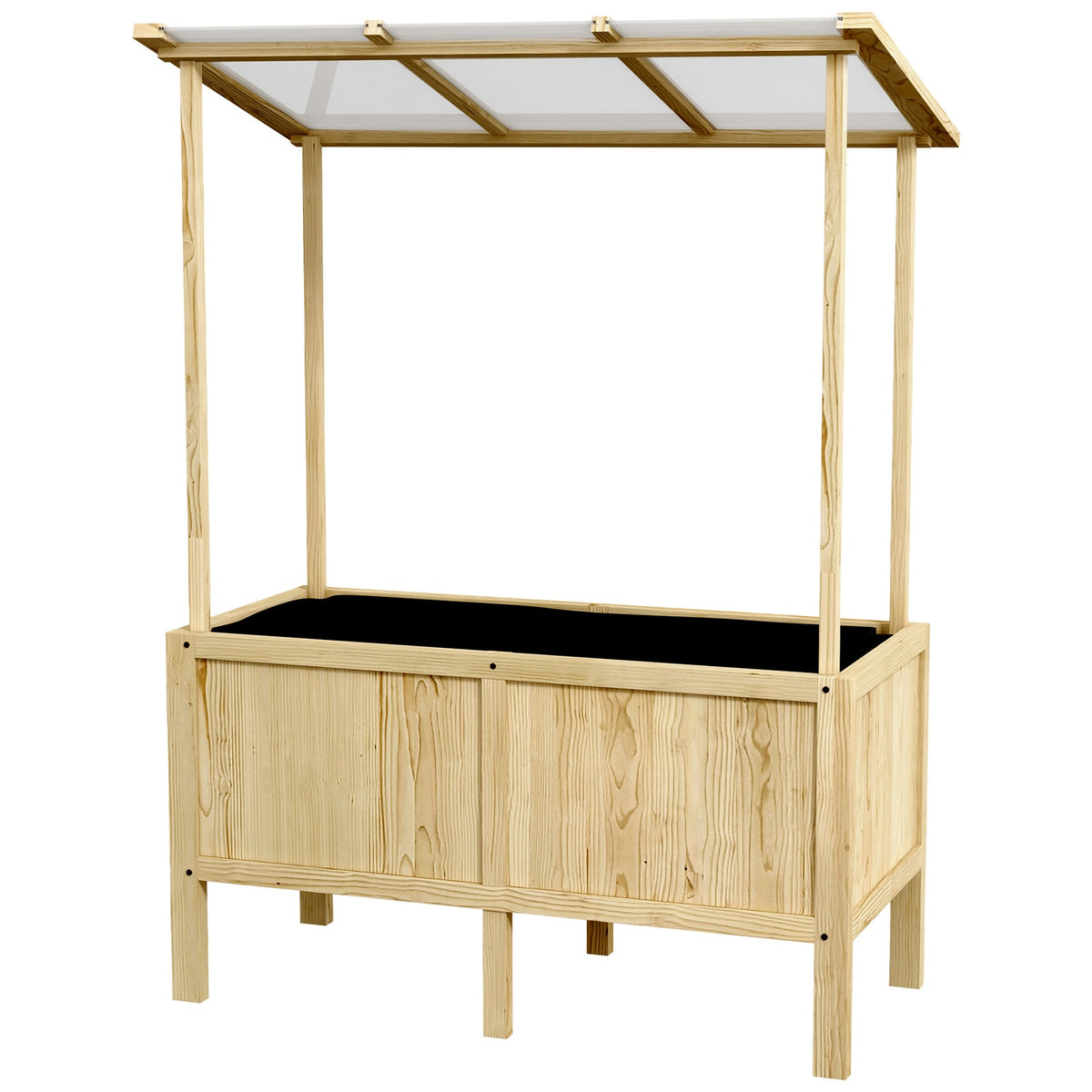 Raised bed wooden cold frame with lid 110x60x152cm plant box with non-woven fabric for garden balcony nature
