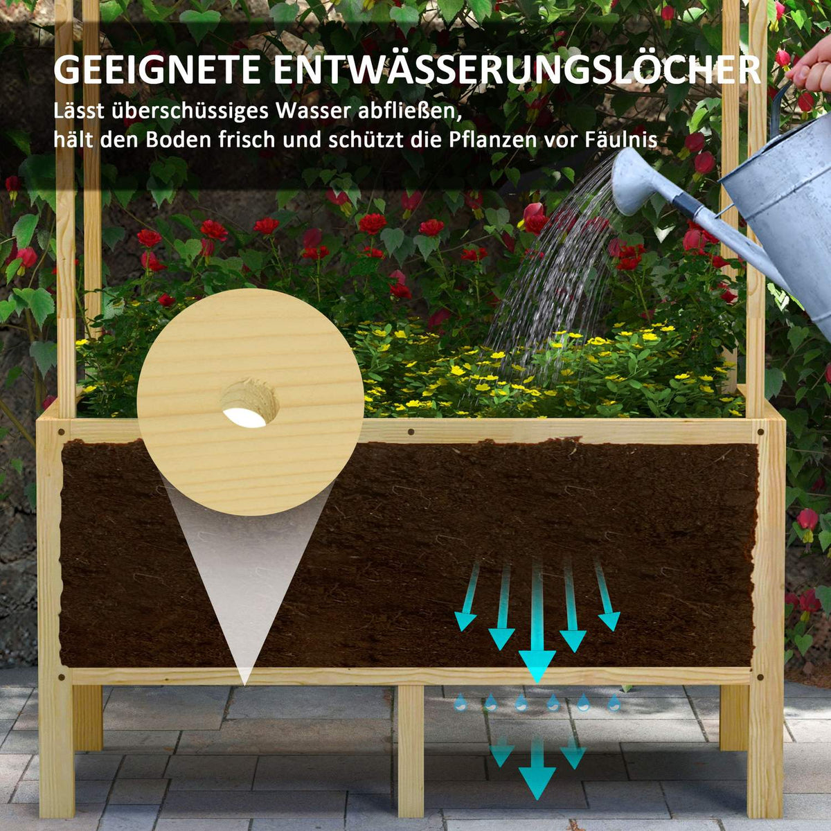 Raised bed wooden cold frame with lid 110x60x152cm plant box with non-woven fabric for garden balcony nature