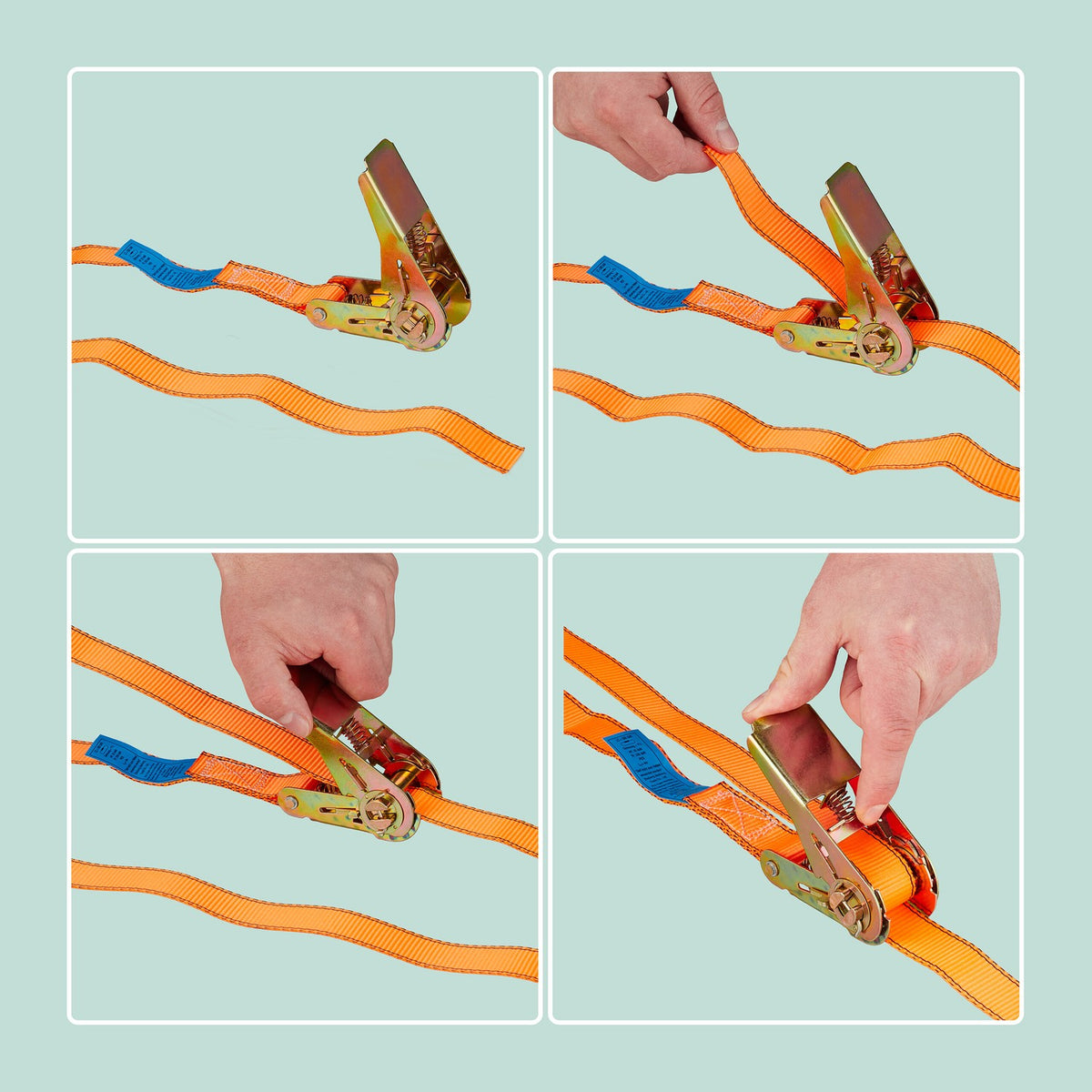 Ratchet Straps Set, 4-Pack, Tear-Resistant Polyester