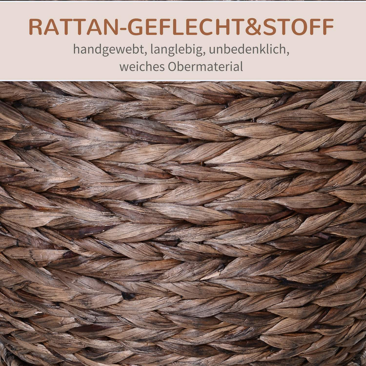 Rattan Cat Basket Cozy Cat Cave Made Of Water Hyacinth, Dark Brown, Ideal For Living Room, 50X42X60Cm