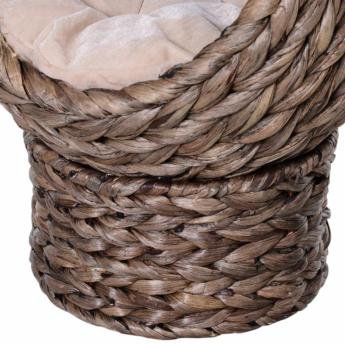 Rattan Cat Basket Cozy Cat Cave With Cushion, Pet Bed Made Of Water Hyacinth, Dark Brown, 42X33X52Cm