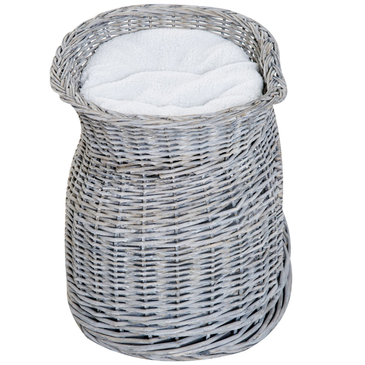 Rattan Cat Basket Elegant Cat Hut With Cushion And Canopy Pet Bed Made Of Water Hyacinth Gray For Living Room