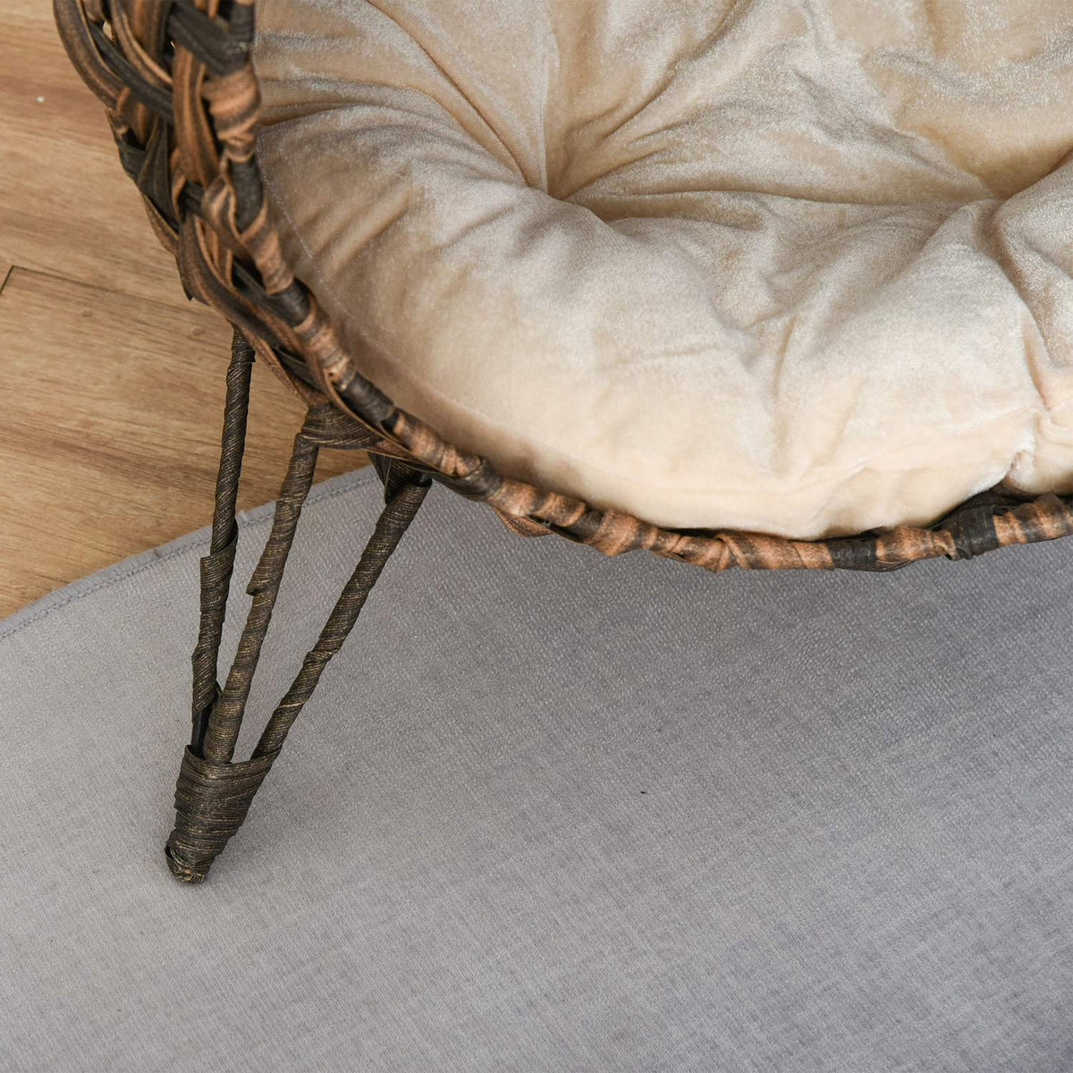 Rattan Cat Bed Cushion Raised Feet Cat Sleeping Place Brown Ø52X58Cm