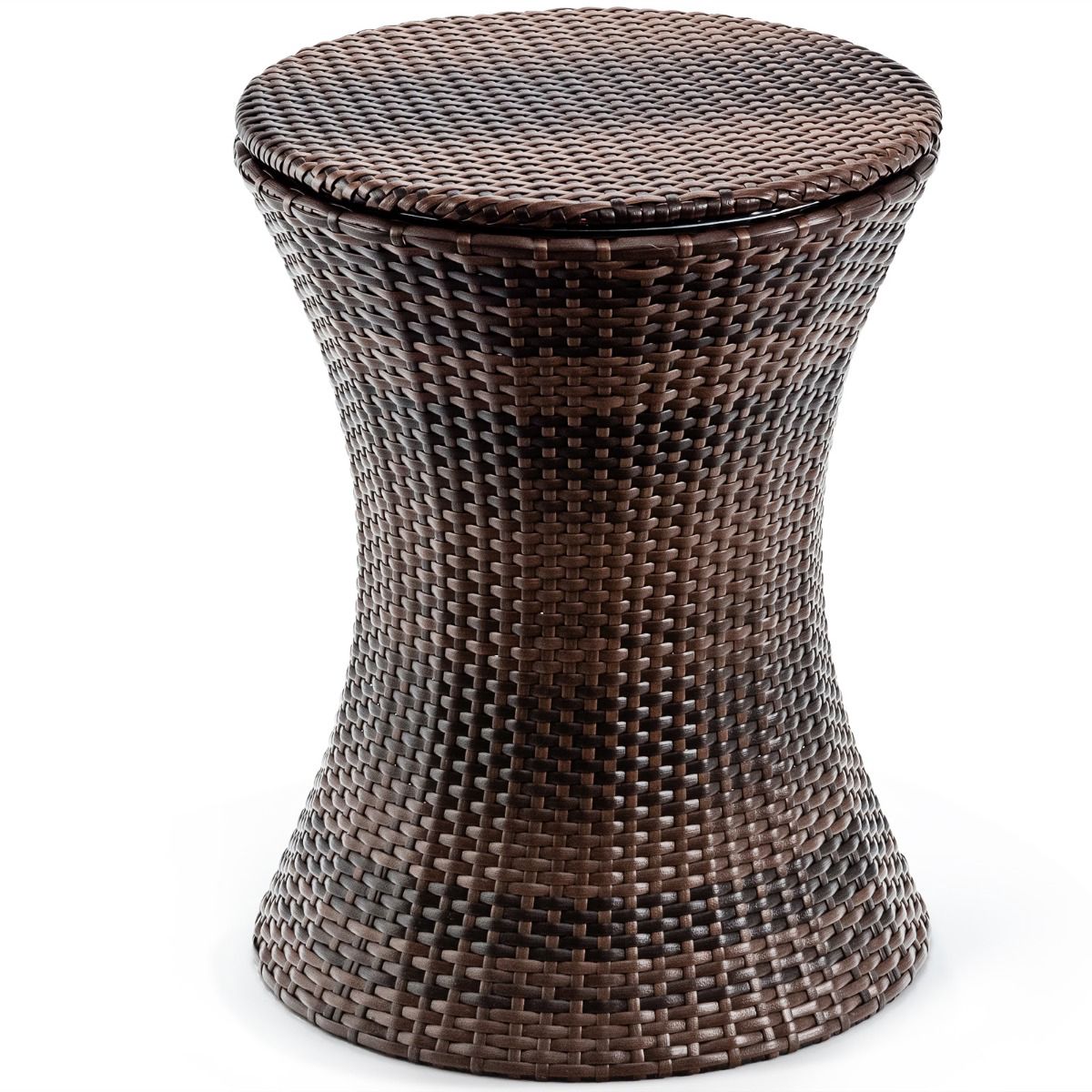 Rattan Cooler Side Table with Ice Bucket, 17L, Adjustable