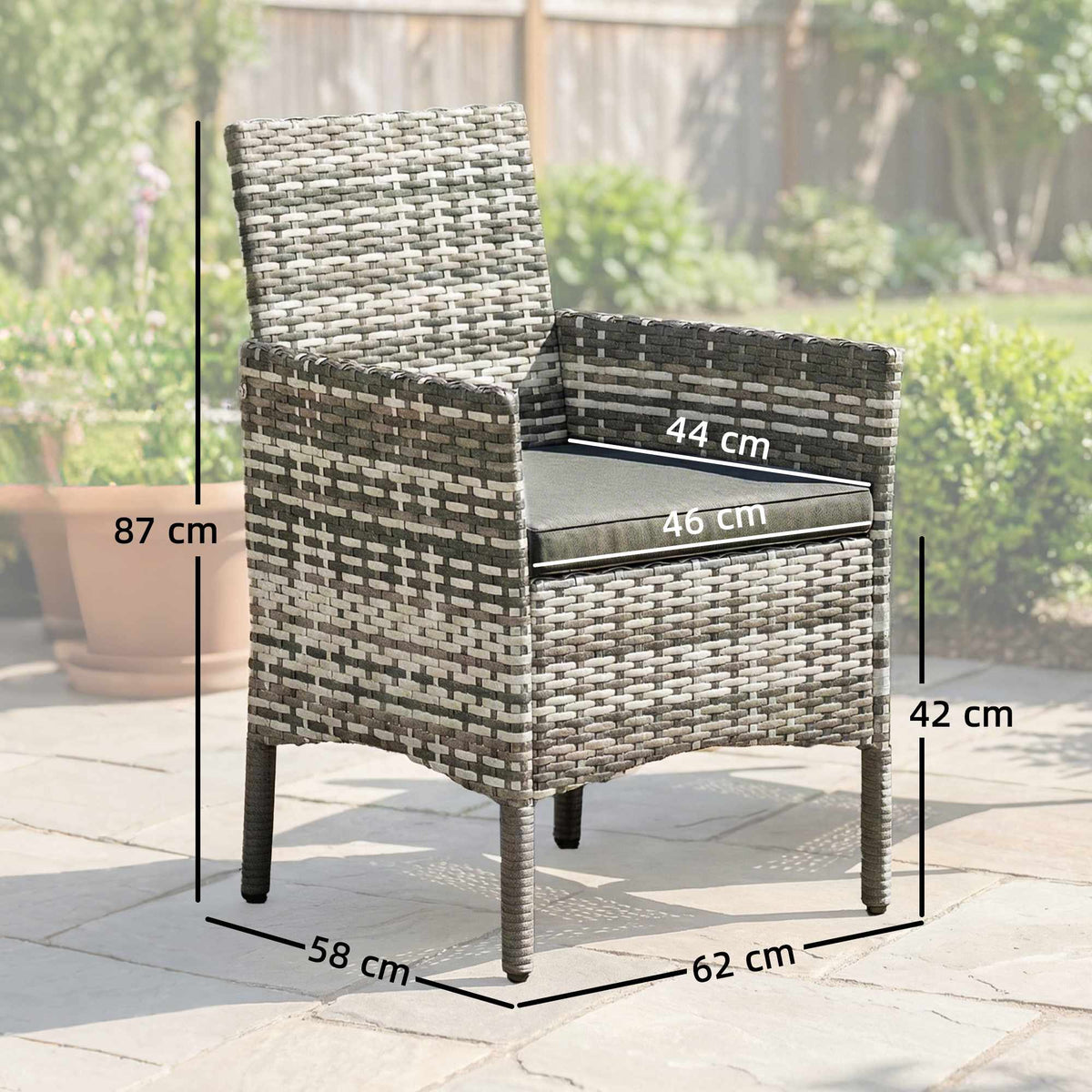 Rattan Garden Chairs Set, Grey, Cushioned, Weather-Resistant